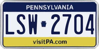 PA license plate LSW2704