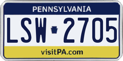 PA license plate LSW2705