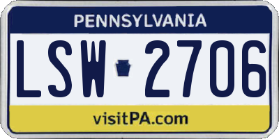 PA license plate LSW2706