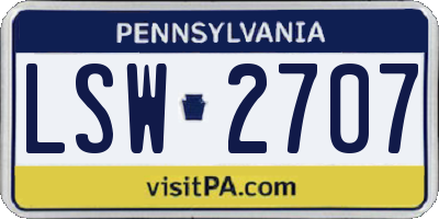 PA license plate LSW2707