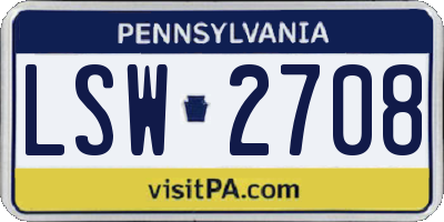 PA license plate LSW2708