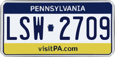 PA license plate LSW2709