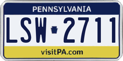 PA license plate LSW2711