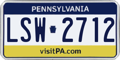 PA license plate LSW2712