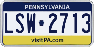 PA license plate LSW2713
