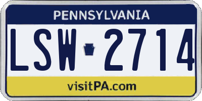 PA license plate LSW2714