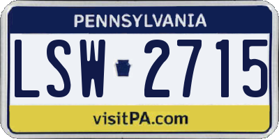 PA license plate LSW2715