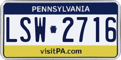 PA license plate LSW2716