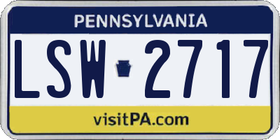 PA license plate LSW2717