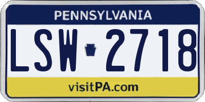 PA license plate LSW2718