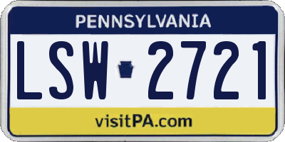 PA license plate LSW2721
