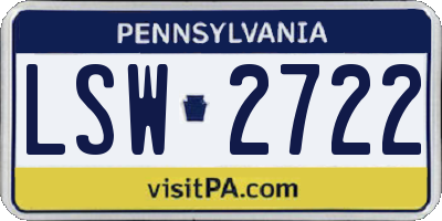 PA license plate LSW2722