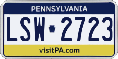 PA license plate LSW2723