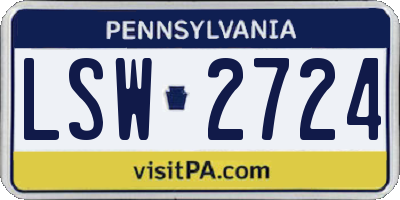 PA license plate LSW2724
