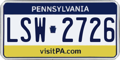 PA license plate LSW2726