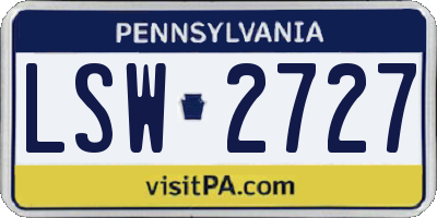 PA license plate LSW2727