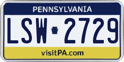 PA license plate LSW2729