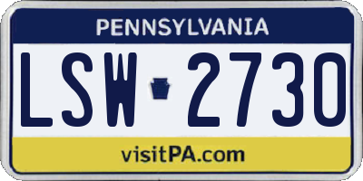 PA license plate LSW2730
