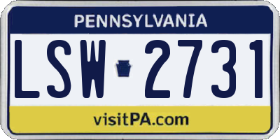 PA license plate LSW2731