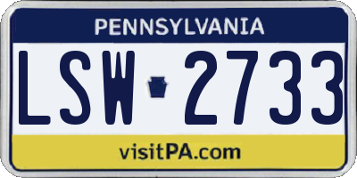 PA license plate LSW2733