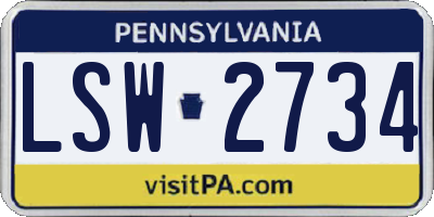 PA license plate LSW2734