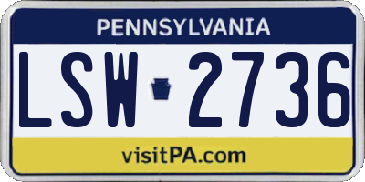 PA license plate LSW2736