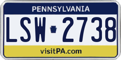 PA license plate LSW2738
