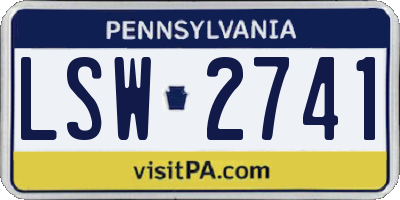 PA license plate LSW2741