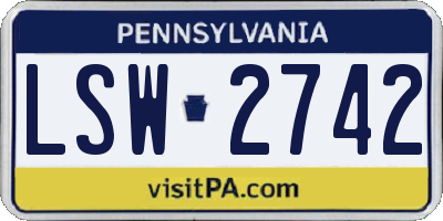 PA license plate LSW2742