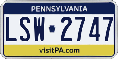 PA license plate LSW2747