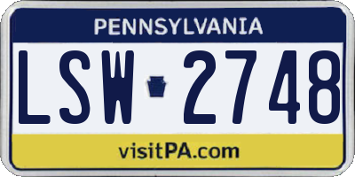 PA license plate LSW2748
