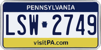 PA license plate LSW2749