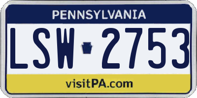 PA license plate LSW2753