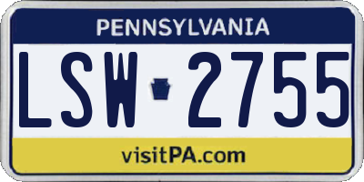 PA license plate LSW2755