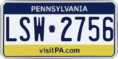 PA license plate LSW2756
