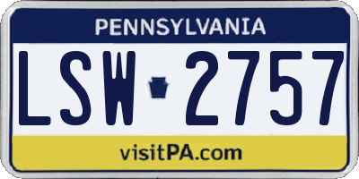 PA license plate LSW2757