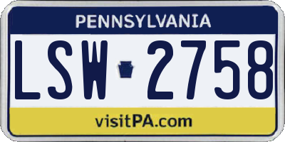PA license plate LSW2758