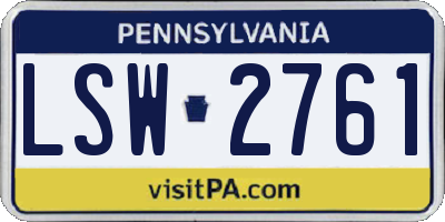 PA license plate LSW2761