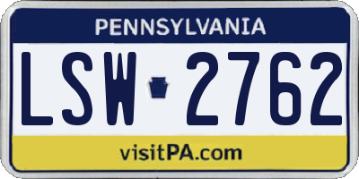 PA license plate LSW2762