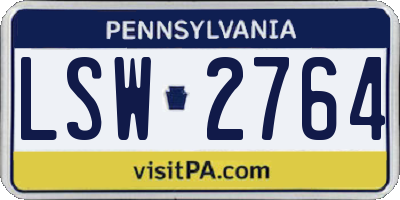 PA license plate LSW2764