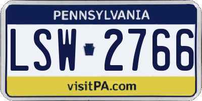 PA license plate LSW2766