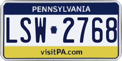 PA license plate LSW2768