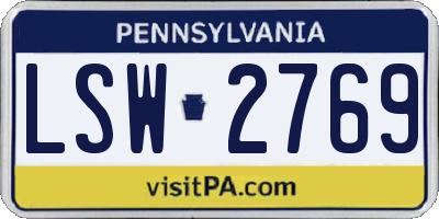 PA license plate LSW2769