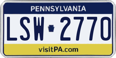PA license plate LSW2770
