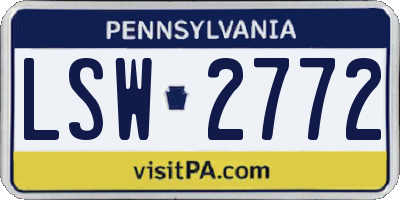PA license plate LSW2772