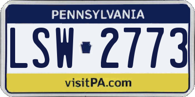 PA license plate LSW2773