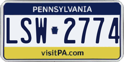 PA license plate LSW2774