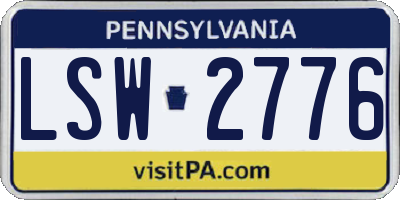 PA license plate LSW2776