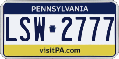 PA license plate LSW2777