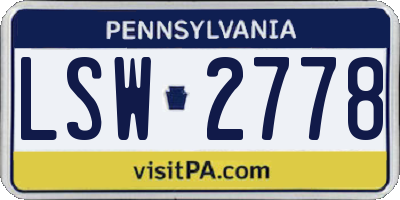 PA license plate LSW2778